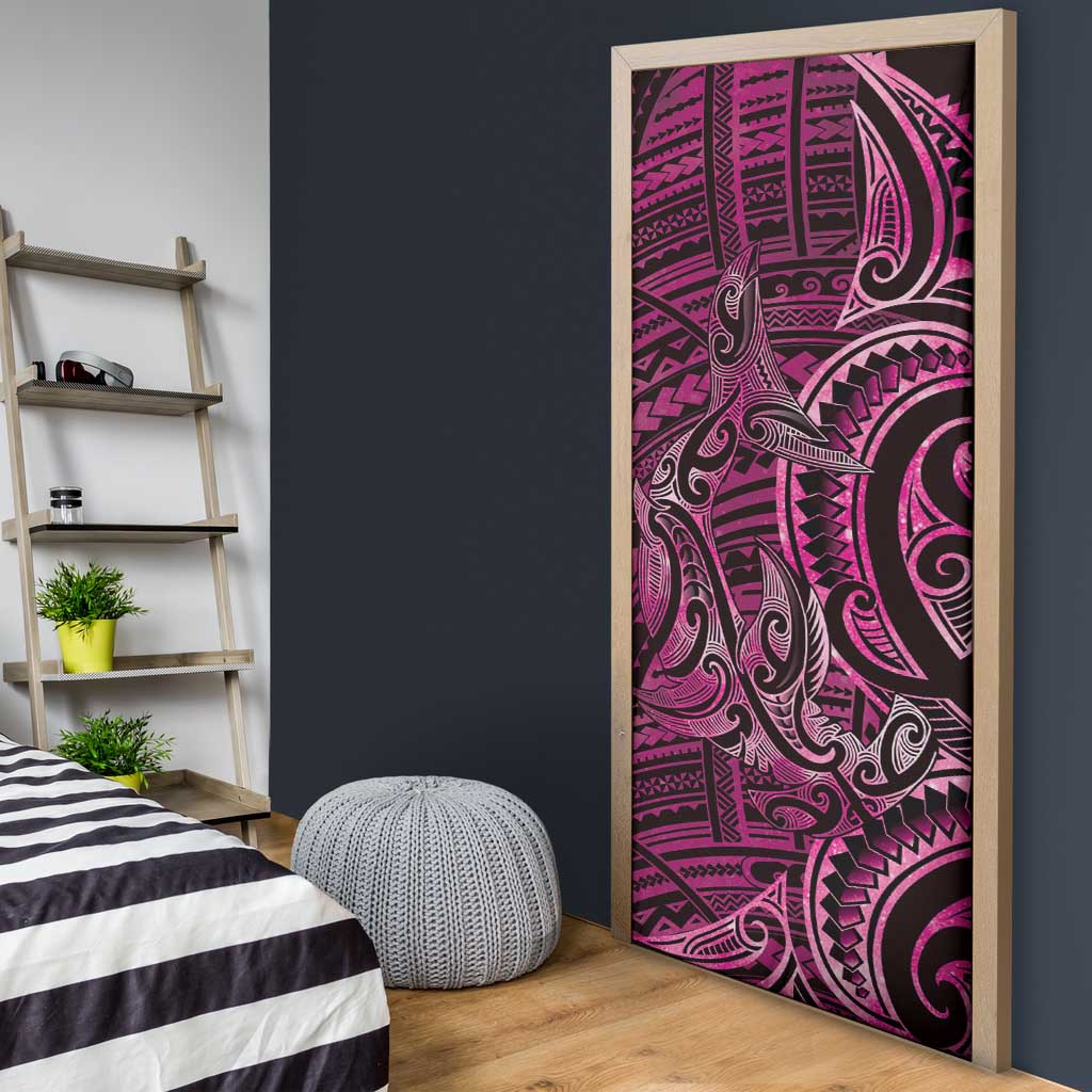 New Zealand Hammerhead Shark Door Cover Maori Haehae Mangopare Pink - Polynesian Pride