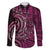 New Zealand Hammerhead Shark Family Matching Long Sleeve Bodycon Dress and Hawaiian Shirt Maori Haehae Mangopare Pink - Polynesian Pride