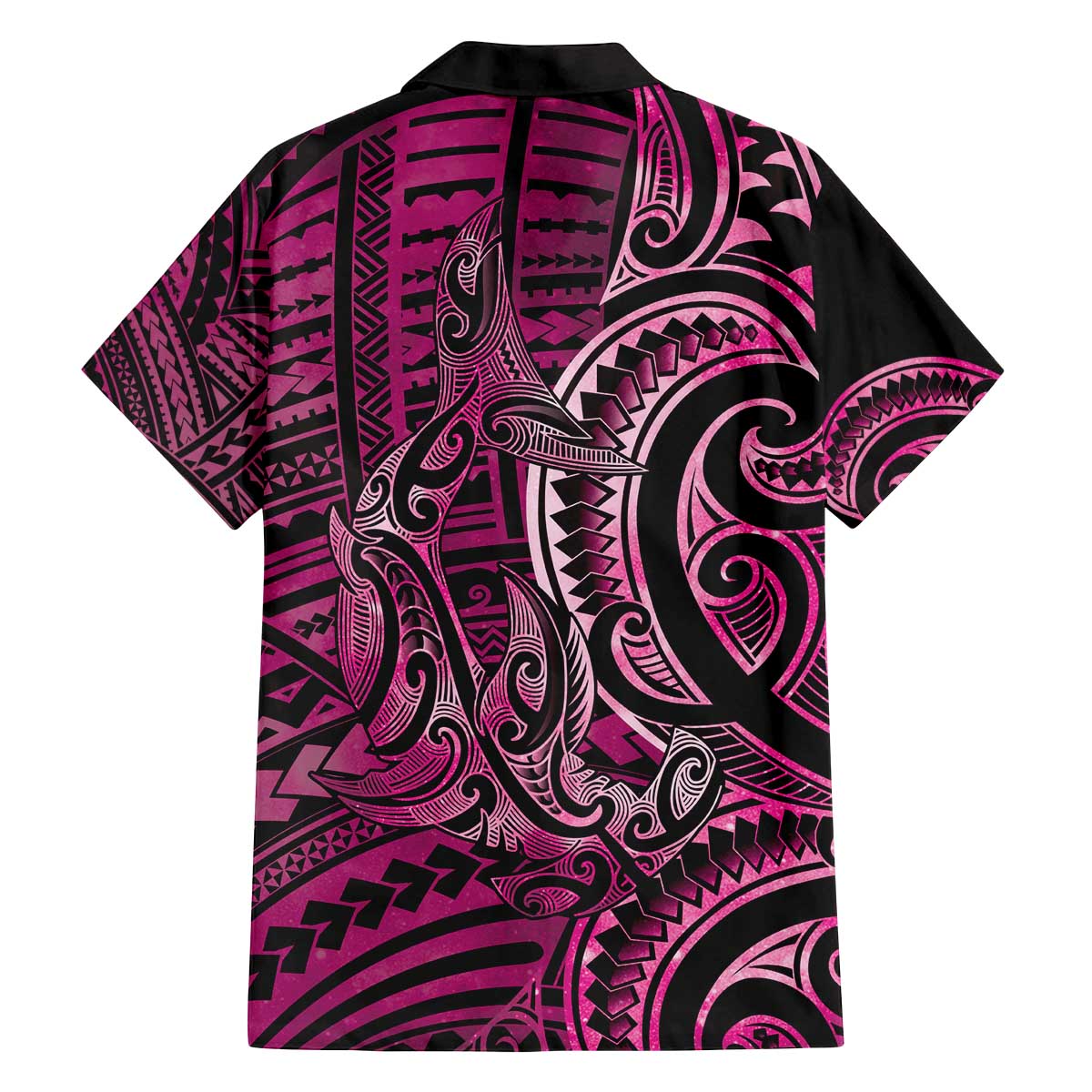 New Zealand Hammerhead Shark Family Matching Off The Shoulder Long Sleeve Dress and Hawaiian Shirt Maori Haehae Mangopare Pink - Polynesian Pride
