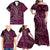 New Zealand Hammerhead Shark Family Matching Off Shoulder Maxi Dress and Hawaiian Shirt Maori Haehae Mangopare Pink - Polynesian Pride