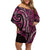 New Zealand Hammerhead Shark Family Matching Off Shoulder Short Dress and Hawaiian Shirt Maori Haehae Mangopare Pink - Polynesian Pride