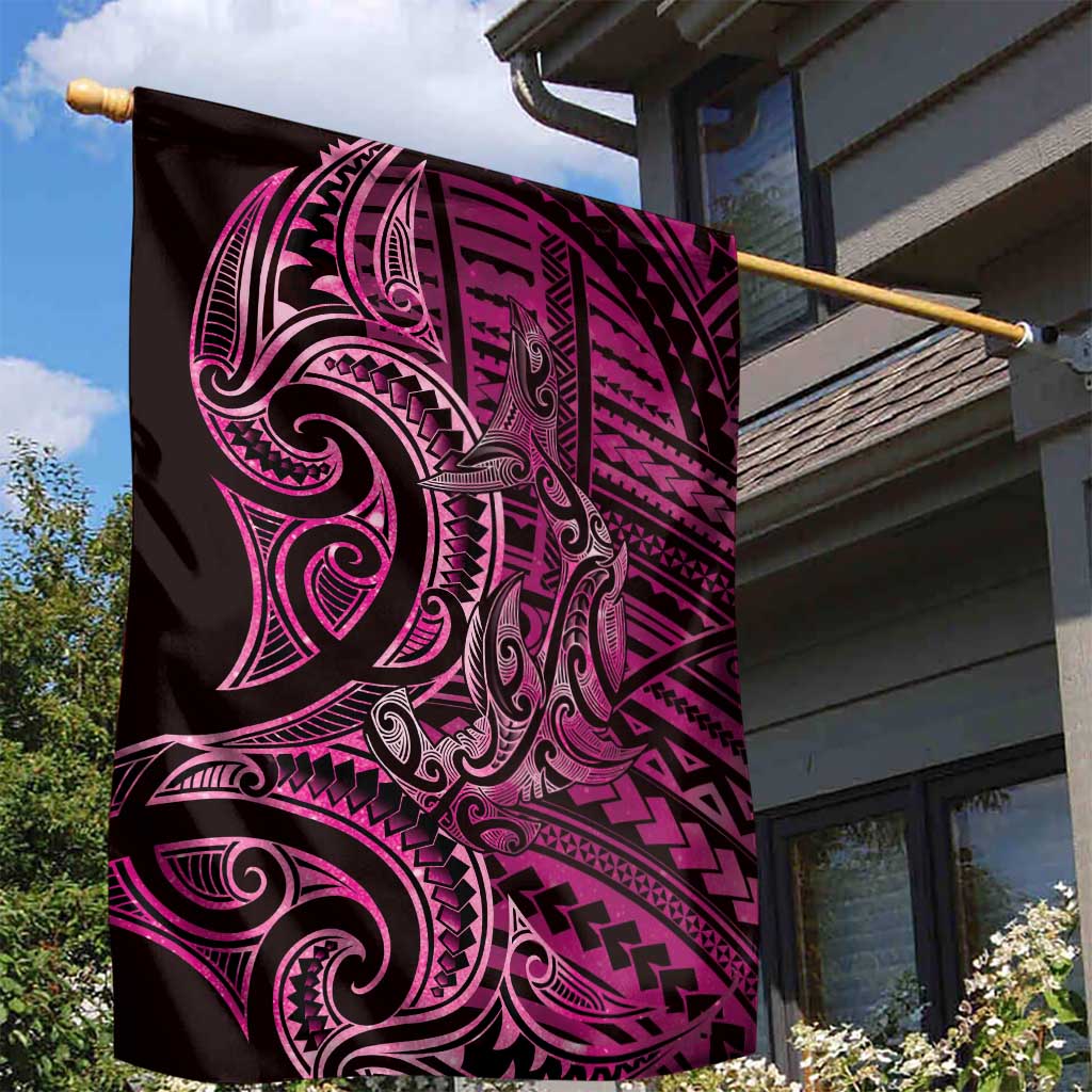 New Zealand Hammerhead Shark Garden Flag Maori Haehae Mangopare Pink - Polynesian Pride