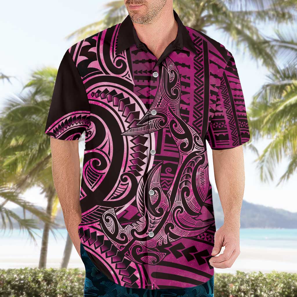 New Zealand Hammerhead Shark Hawaiian Shirt Maori Haehae Mangopare Pink - Polynesian Pride