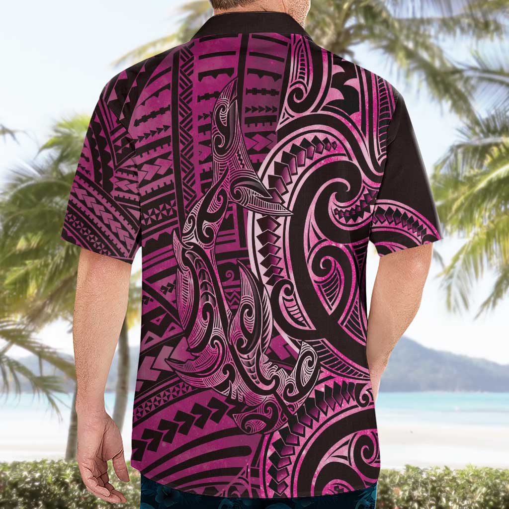 New Zealand Hammerhead Shark Hawaiian Shirt Maori Haehae Mangopare Pink - Polynesian Pride