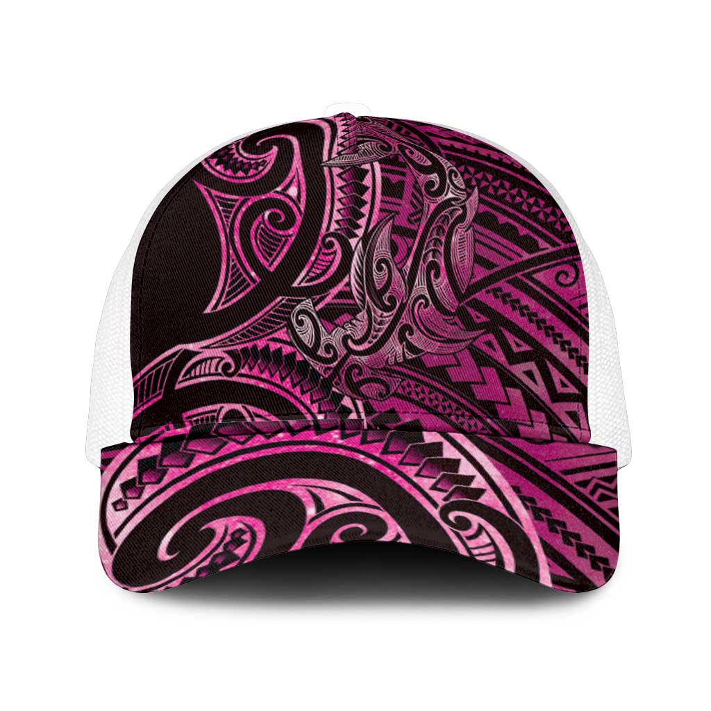 New Zealand Hammerhead Shark Mesh Trucker Cap Maori Haehae Mangopare Pink - Polynesian Pride