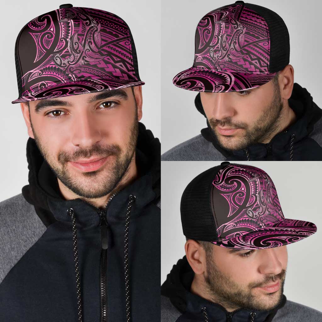 New Zealand Hammerhead Shark Mesh Trucker Cap Maori Haehae Mangopare Pink - Polynesian Pride