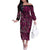 New Zealand Hammerhead Shark Off The Shoulder Long Sleeve Dress Maori Haehae Mangopare Pink - Polynesian Pride