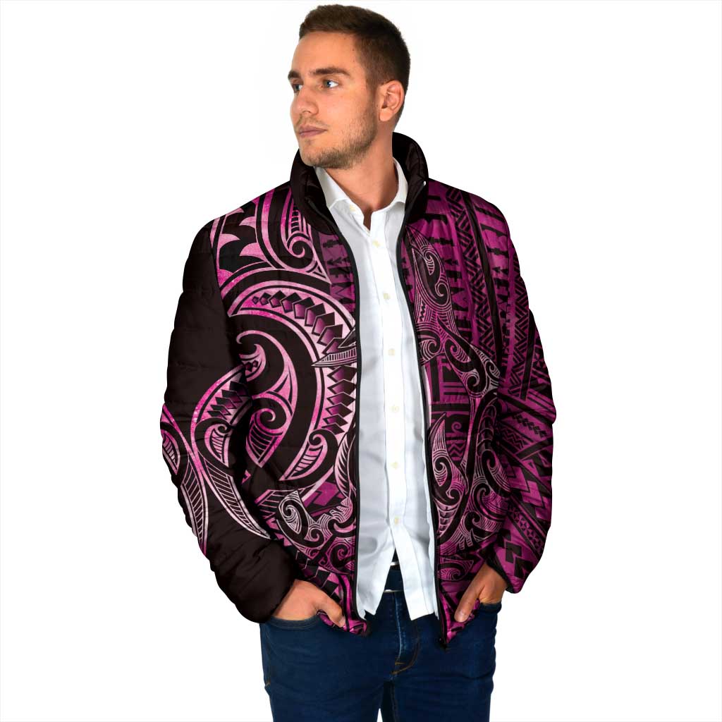 New Zealand Hammerhead Shark Padded Jacket Maori Haehae Mangopare Pink - Polynesian Pride