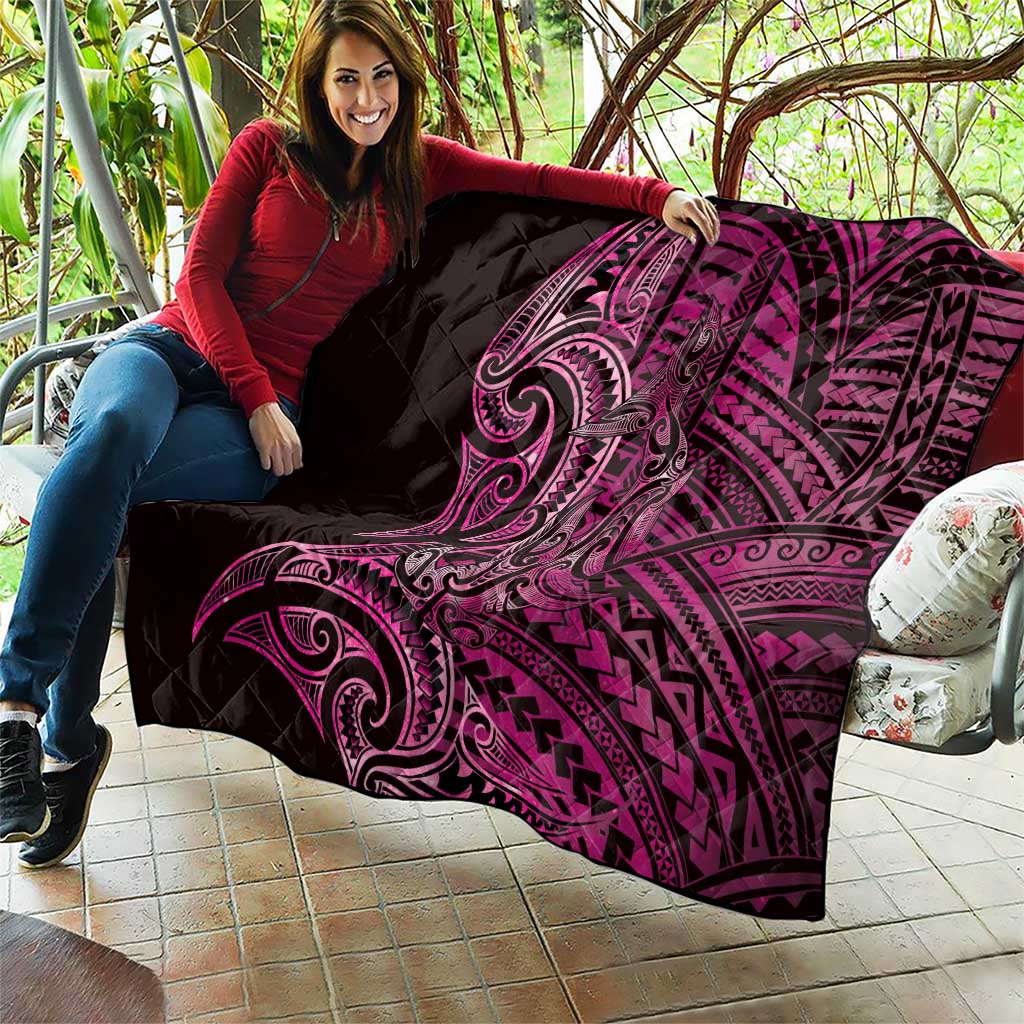 New Zealand Hammerhead Shark Quilt Maori Haehae Mangopare Pink - Polynesian Pride