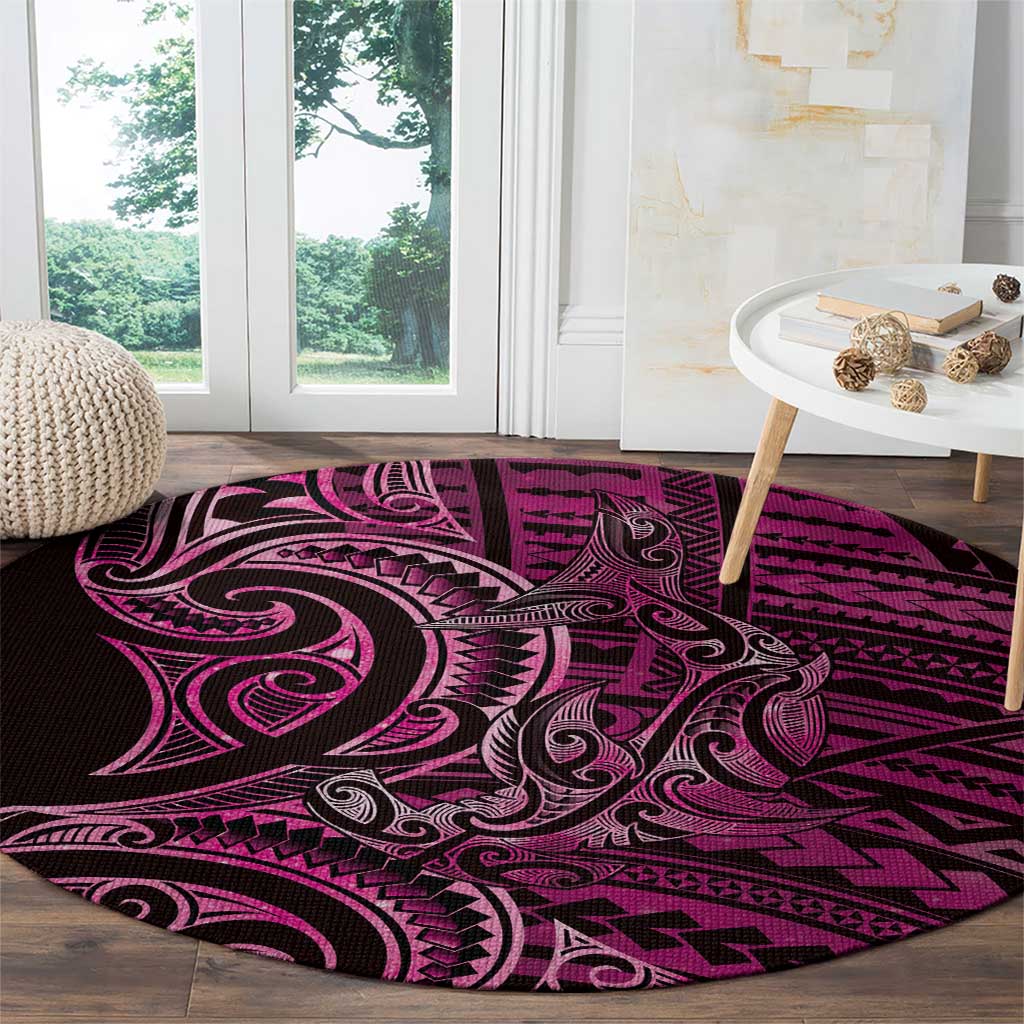 New Zealand Hammerhead Shark Round Carpet Maori Haehae Mangopare Pink - Polynesian Pride