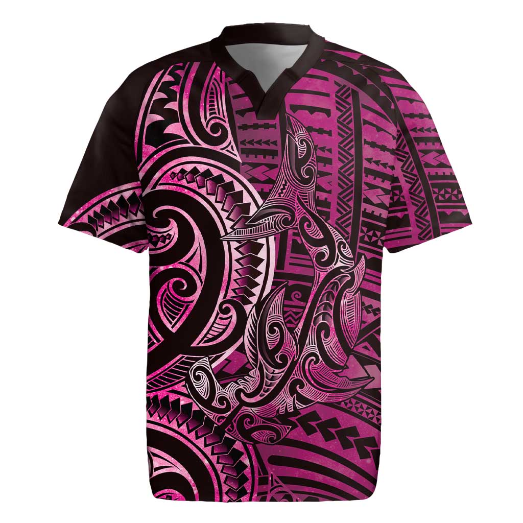 New Zealand Hammerhead Shark Rugby Jersey Maori Haehae Mangopare Pink - Polynesian Pride