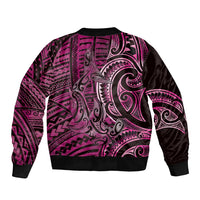 New Zealand Hammerhead Shark Sleeve Zip Bomber Jacket Maori Haehae Mangopare Pink - Polynesian Pride