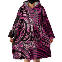 New Zealand Hammerhead Shark Wearable Blanket Hoodie Maori Haehae Mangopare Pink - Polynesian Pride