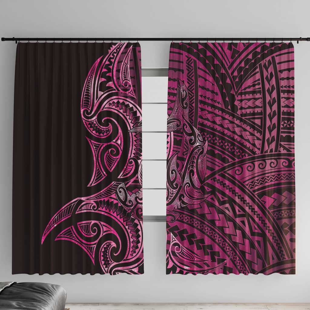 New Zealand Hammerhead Shark Window Curtain Maori Haehae Mangopare Pink - Polynesian Pride