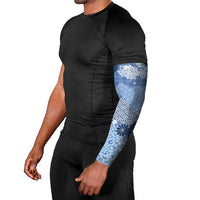 Blue Palaka Japanese Patterns Arm Sleeves Asanoha Seigaiha Sakura Motif - Polynesian Pride