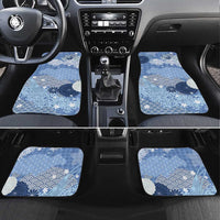 Blue Palaka Japanese Patterns Car Mats Asanoha Seigaiha Sakura Motif - Polynesian Pride