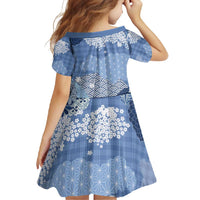 Blue Palaka Japanese Patterns Family Matching Mermaid Dress and Hawaiian Shirt Asanoha Seigaiha Sakura Motif - Polynesian Pride