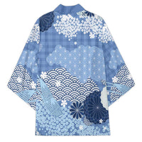 Blue Palaka Japanese Patterns Kimono Asanoha Seigaiha Sakura Motif - Polynesian Pride
