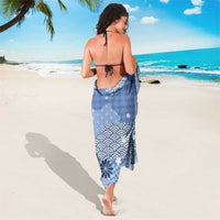 Blue Palaka Japanese Patterns Sarong Asanoha Seigaiha Sakura Motif - Polynesian Pride