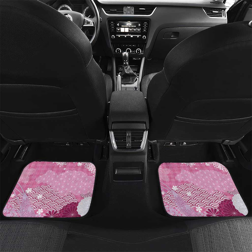 Pink Palaka Japanese Patterns Car Mats Asanoha Seigaiha Sakura Motif - Polynesian Pride