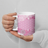 Pink Palaka Japanese Patterns Ceramic Mug Asanoha Seigaiha Sakura Motif - Polynesian Pride