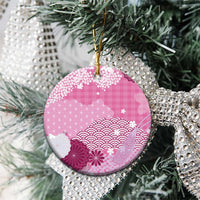 Pink Palaka Japanese Patterns Ceramic Ornament Asanoha Seigaiha Sakura Motif - Polynesian Pride