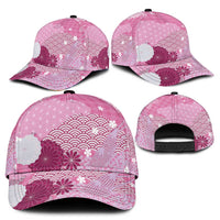 Pink Japanese Traditional Motifs Classic Cap Palaka With Asanoha Seigaiha Sakura - Polynesian Pride