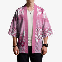 Pink Palaka Japanese Patterns Kimono Asanoha Seigaiha Sakura Motif - Polynesian Pride