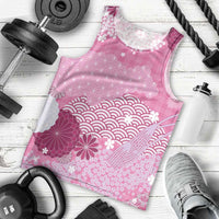 Pink Palaka Japanese Patterns Men Tank Top Asanoha Seigaiha Sakura Motif LT14 - Polynesian Pride