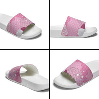 Pink Palaka Japanese Patterns Slide Sandals Asanoha Seigaiha Sakura Motif - Polynesian Pride