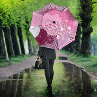 Pink Palaka Japanese Patterns Umbrella Asanoha Seigaiha Sakura Motif - Polynesian Pride