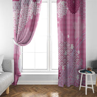 Pink Palaka Japanese Patterns Window Curtain Asanoha Seigaiha Sakura Motif - Polynesian Pride