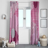 Pink Palaka Japanese Patterns Window Curtain Asanoha Seigaiha Sakura Motif - Polynesian Pride