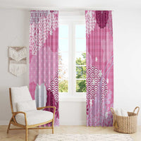 Pink Palaka Japanese Patterns Window Curtain Asanoha Seigaiha Sakura Motif - Polynesian Pride