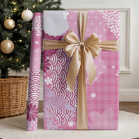 Pink Palaka Japanese Patterns Wrapping Paper Asanoha Seigaiha Sakura Motif - Polynesian Pride