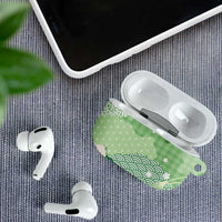 Green Palaka Japanese Patterns AirPods Case Asanoha Seigaiha Sakura Motif - Polynesian Pride