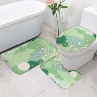 Green Palaka Japanese Patterns Bathroom Set Asanoha Seigaiha Sakura Motif - Polynesian Pride
