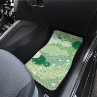 Green Palaka Japanese Patterns Car Mats Asanoha Seigaiha Sakura Motif - Polynesian Pride