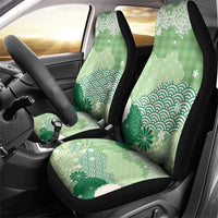 Green Palaka Japanese Patterns Car Seat Cover Asanoha Seigaiha Sakura Motif - Polynesian Pride