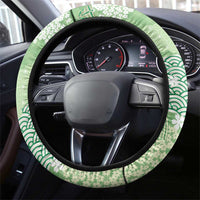 Green Palaka Japanese Patterns Steering Wheel Cover Asanoha Seigaiha Sakura Motif - Polynesian Pride