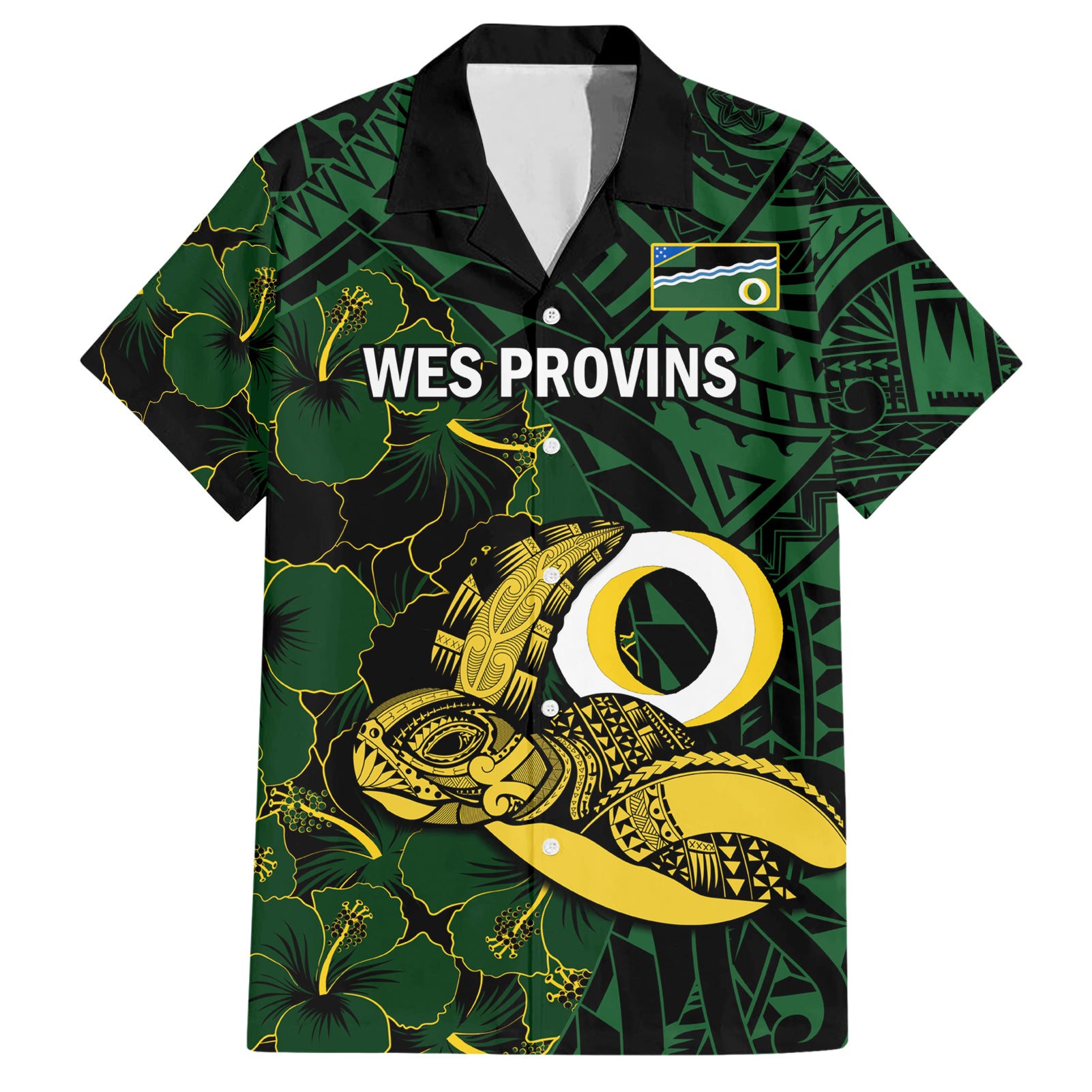 Personalised Solomon Islands Western Province Day Hawaiian Shirt Sea Turtle Mix Polynesian Hibiscus Pattern LT14 Green - Polynesian Pride