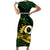 Personalised Solomon Islands Western Province Day Short Sleeve Bodycon Dress Sea Turtle Mix Polynesian Hibiscus Pattern LT14 Long Dress Green - Polynesian Pride