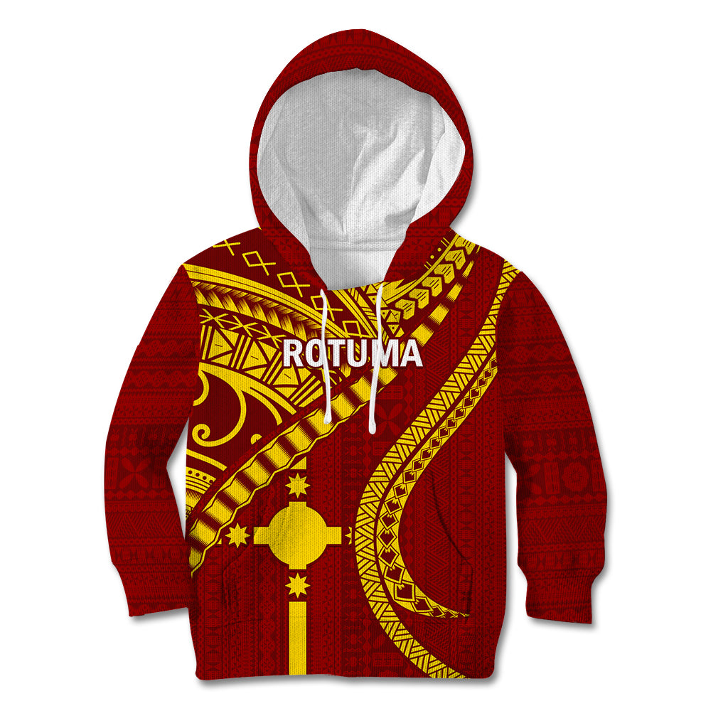 Personalised Fiji Rotuma Kid Hoodie Fijian Tapa Pattern LT14 Hoodie Maroon - Polynesian Pride