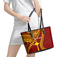 Personalised Fiji Rotuma Leather Tote Bag Fijian Tapa Pattern LT14 - Polynesian Pride