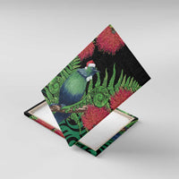 New Zealand Tui Bird Christmas Canvas Wall Art Maori Fern Mix Pohotukawa LT14 With Frame Black - Polynesian Pride