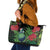 New Zealand Tui Bird Christmas Leather Tote Bag Maori Fern Mix Pohotukawa