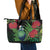 New Zealand Tui Bird Christmas Leather Tote Bag Maori Fern Mix Pohotukawa