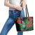 New Zealand Tui Bird Christmas Leather Tote Bag Maori Fern Mix Pohotukawa