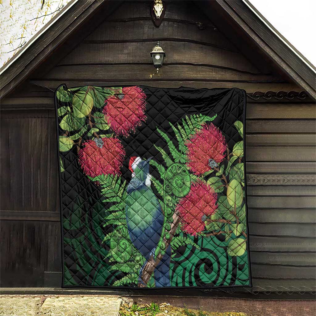New Zealand Tui Bird Christmas Quilt Maori Fern Mix Pohotukawa