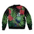 New Zealand Tui Bird Christmas Sleeve Zip Bomber Jacket Maori Fern Mix Pohotukawa